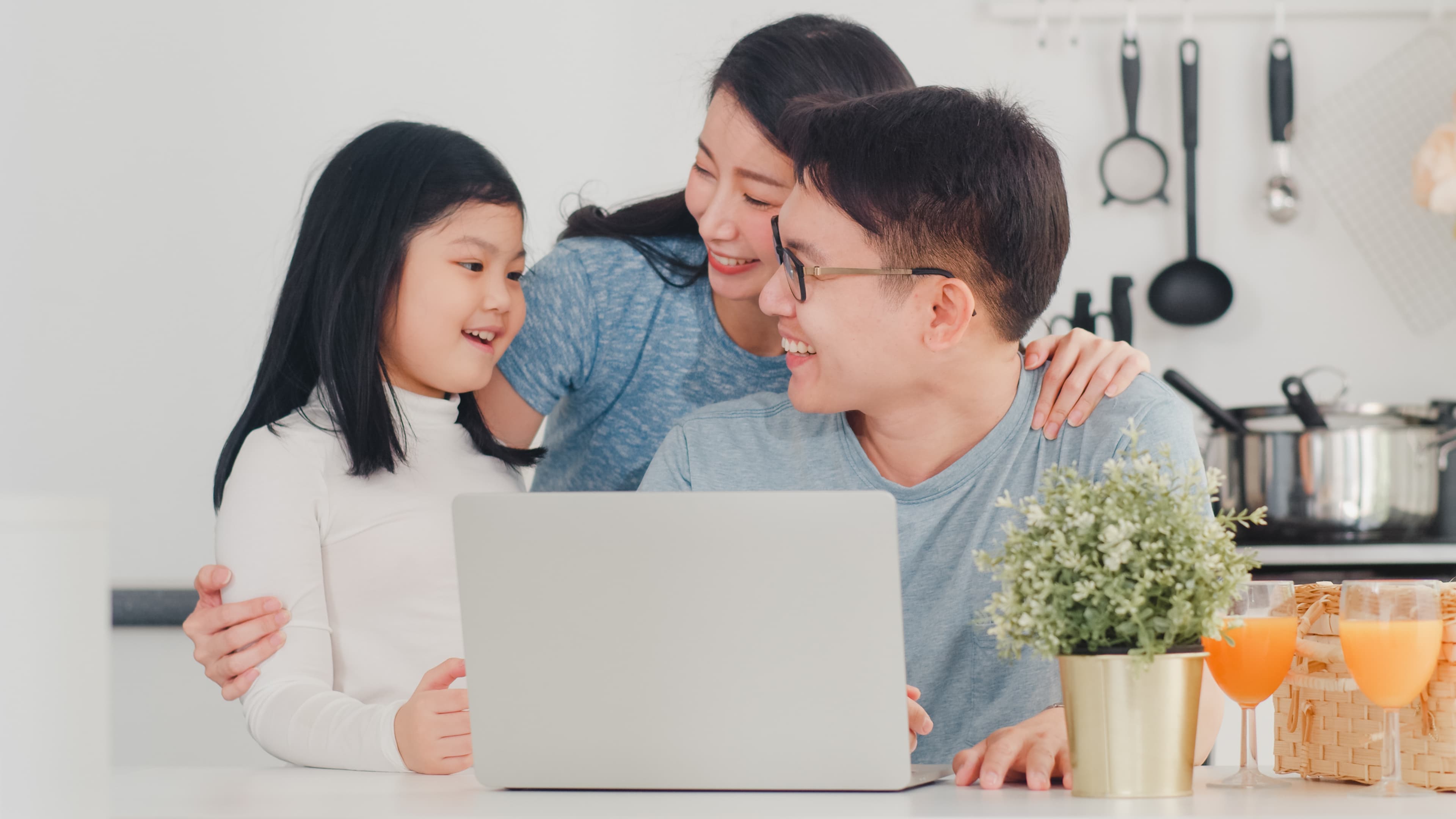 Family enjoying internet service